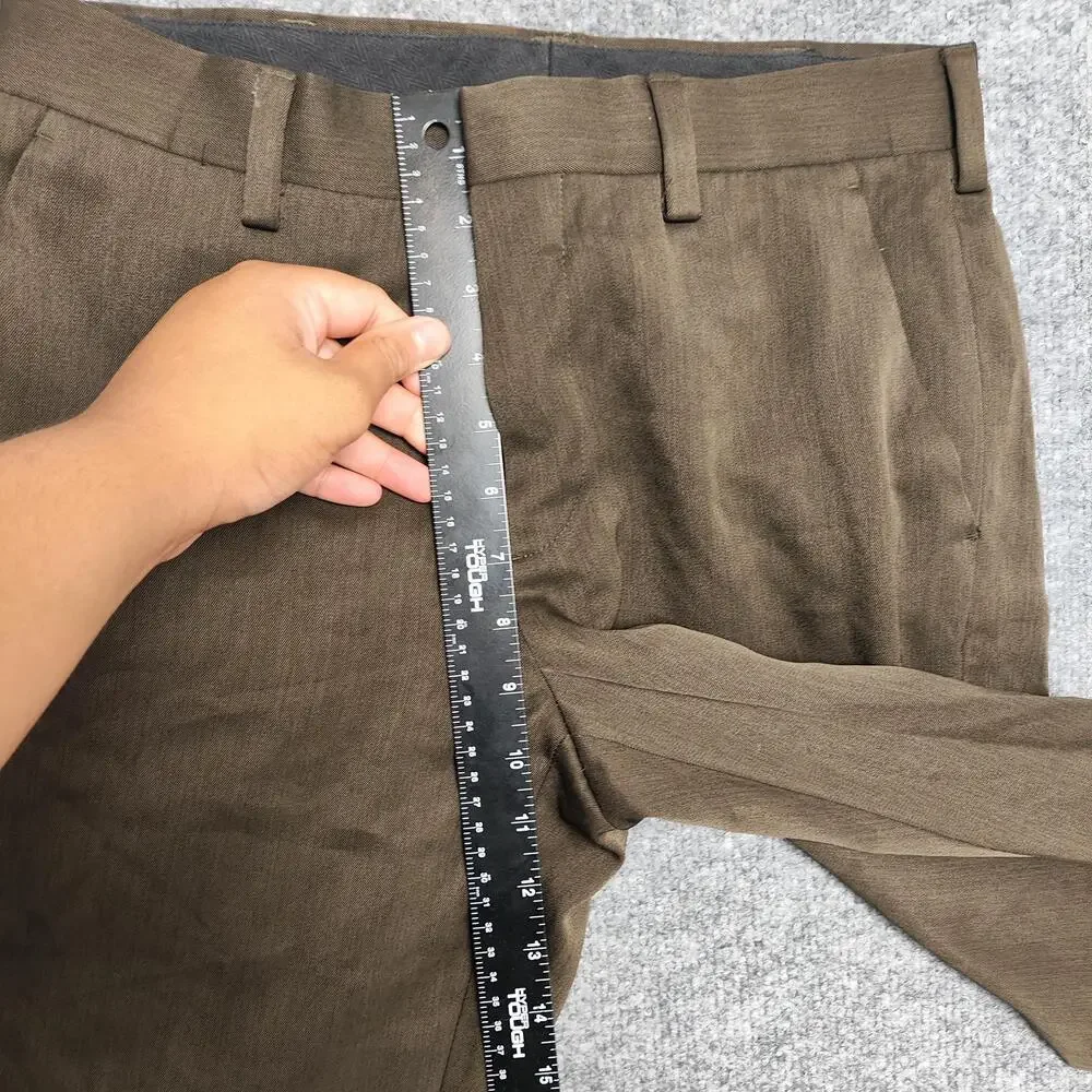 Apt. 9 Dress Pants Mens 29x30 Brown Microfiber Flat Front Straight Leg Office